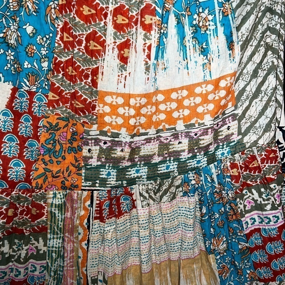 Nwot ▶️ Farm Rio ◀️ Patchwork Colorful Tropical Resortwear Maxi Skirt Size M - Picture 10 of 12